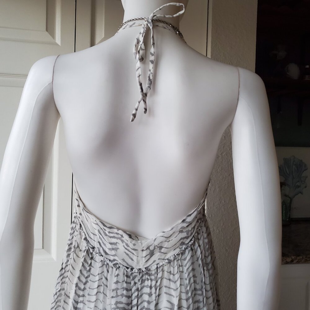 Soft Joie White & Grey Stripe Halter Maxi Dress Size Medium - Picture 5 of 9